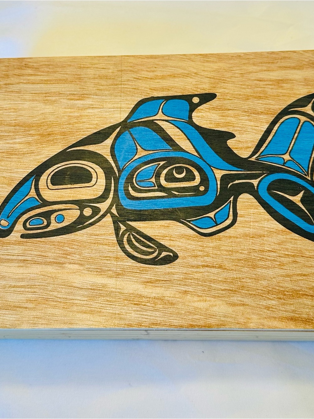 Hand Painted Bentwood Box Pacific Northwest Indigenous Art ~ Blue Salmon